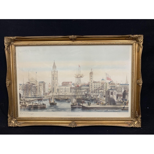 565 - Gilt framed print of St George's Dock Basin, 94 x 64cms