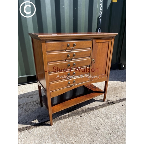 355 - Edwardian Mahogany five drawer music cabinet