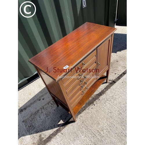 355 - Edwardian Mahogany five drawer music cabinet