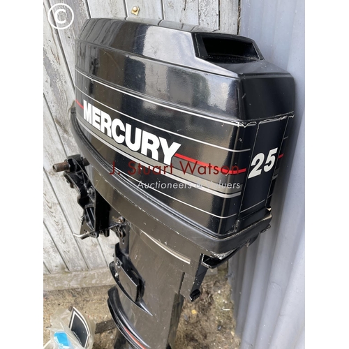 116 - A mercury 25 outboard motor with handbook etc. serviced approx 5years ago and not used since