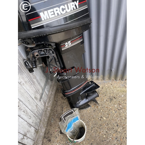 116 - A mercury 25 outboard motor with handbook etc. serviced approx 5years ago and not used since