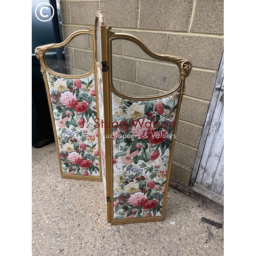 150 - A gold gilt framed screen, double sided with upholstered panels (one loose)