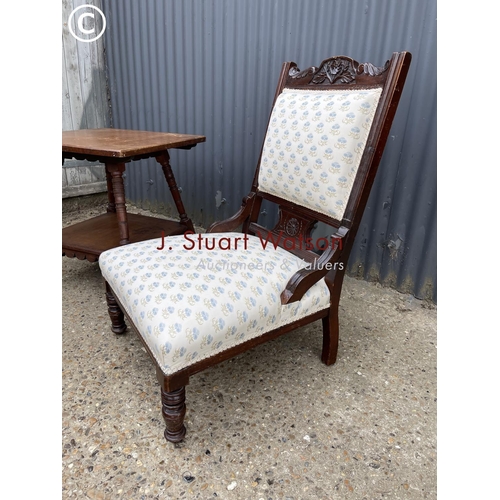 151 - An Edwardian mahogany framed chair together with a mahogany side table