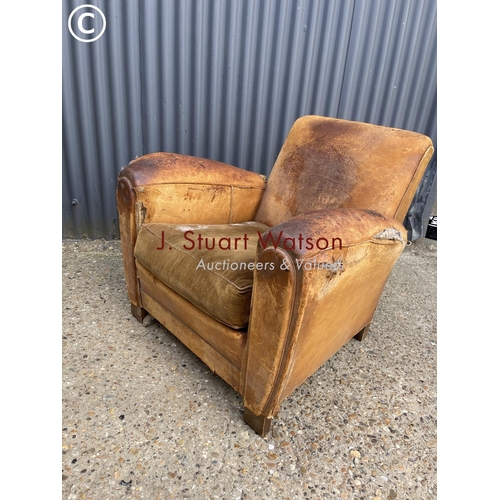 164 - A club style leather armchair AF