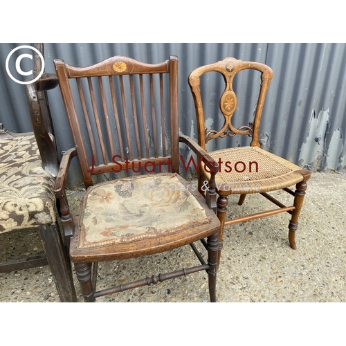 171 - Mahogany carver chair and two antique child's chairs