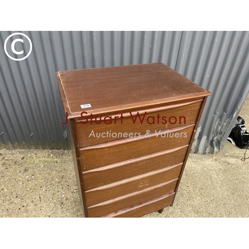 179 - A mid century tallboy chest of six drawers possibly by avalon