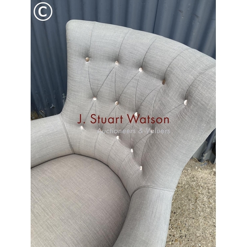 254 - A pair of John Lewis modern grey buttoned back bedroom chairs