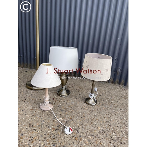 260 - Brass floor lamp and three table lamps