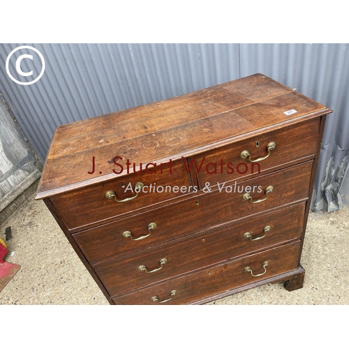 291 - A  Victorian oak chest of five drawers 100x50x108