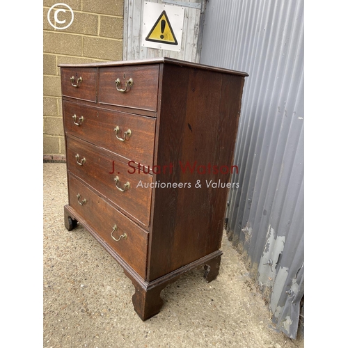 291 - A  Victorian oak chest of five drawers 100x50x108