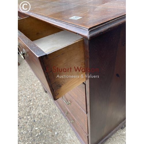 291 - A  Victorian oak chest of five drawers 100x50x108