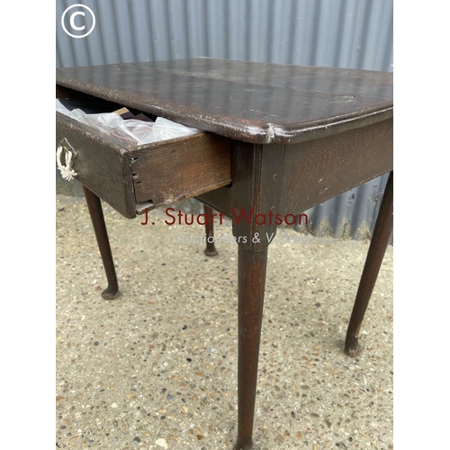 292 - An early oak single drawer lowboy table 82x52x80