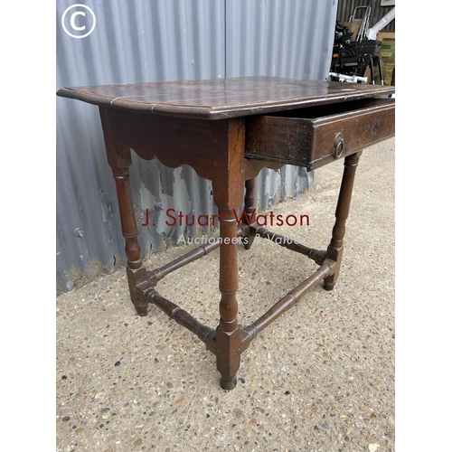 293 - An early oak single drawer lowboy table 76 x50x70