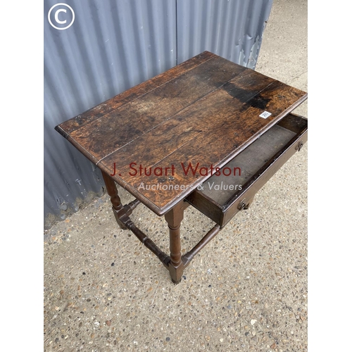 293 - An early oak single drawer lowboy table 76 x50x70