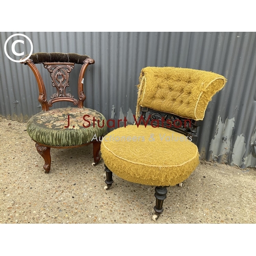 308 - A mahogany bedroom chair together with an ebonised  bedroom chair