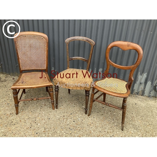 315 - Two begere chairs and an inlaid chair