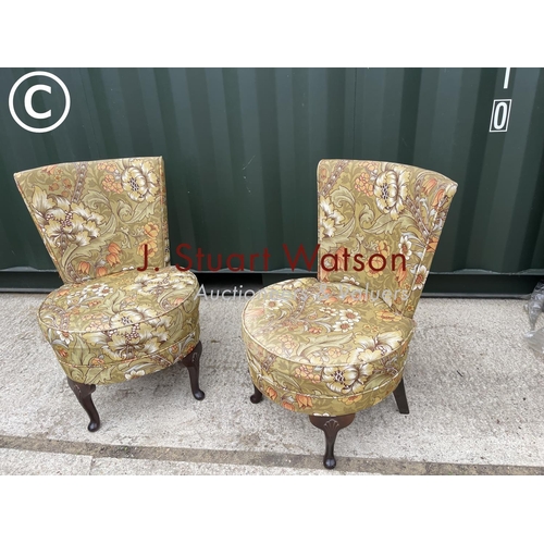 332 - A pair of gold pattern bedroom chairs