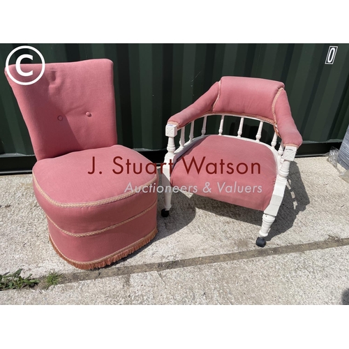 346 - Two pink bedroom chairs