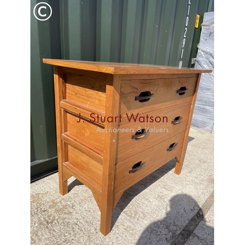 361 - A modern fruitwood chest of three drawers 97x50x84