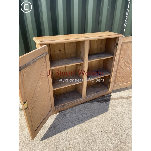 362 - A pine two door larder cupboard 120x33x103