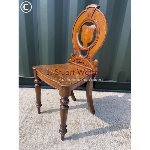 367 - A Victorian  mahogany hall chair