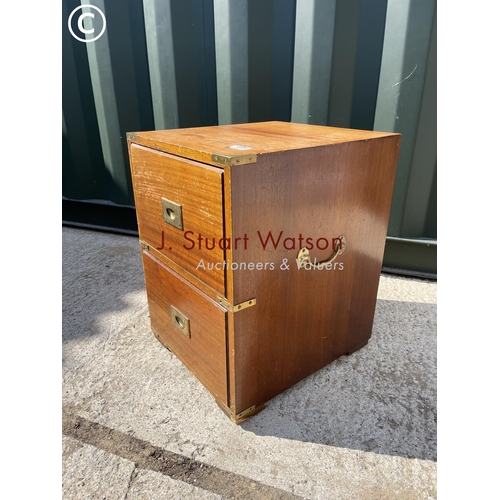 373 - A small reproduction military style chest of two drawers 41x45x57