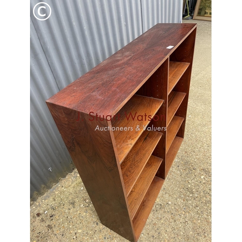 43 - A mid century danish rosewood open bookcase with adjustable shelves 116x30x116