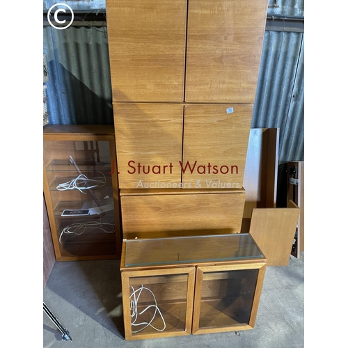 50 - A collection of teak tapley 33 wall box system consisting of 4 cupboards, 3 cabinets and other shelv... 