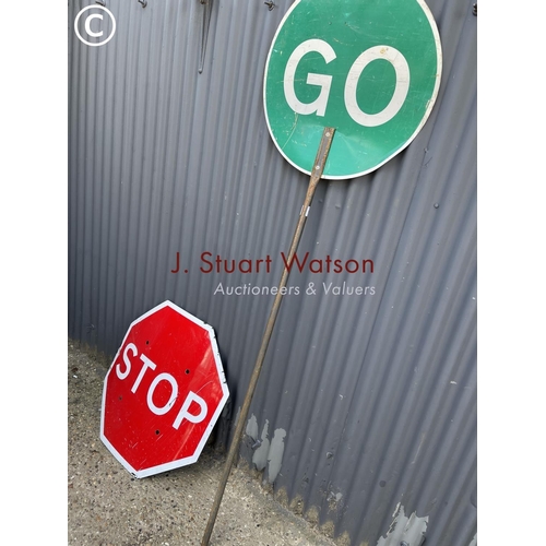 59 - Vintage stop go sign and another stop sign