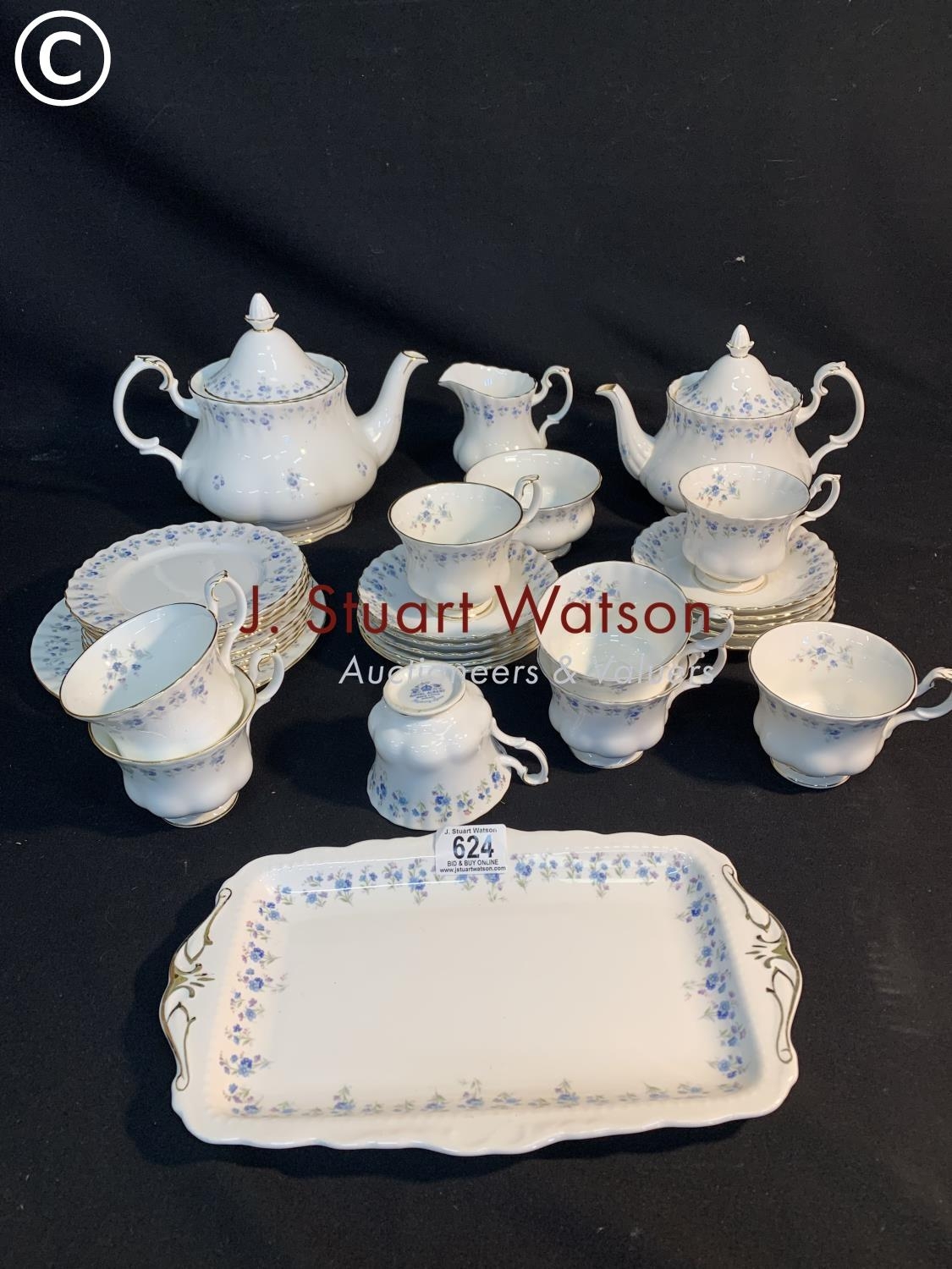 Royal Albert Memory Lane teaware and two teapots (repair to small