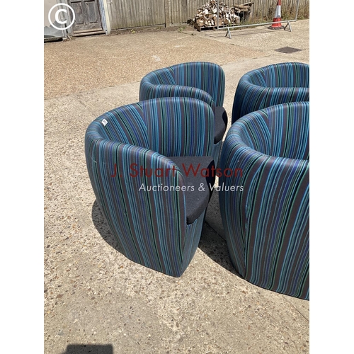 70 - A set of four designer peacock coloured striped office chairs