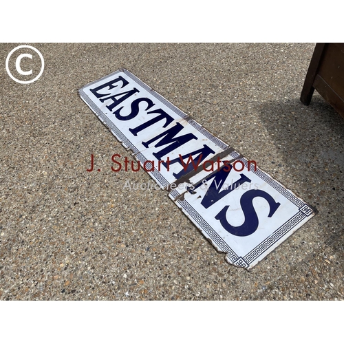 83 - A very large vintage enamel butchers shop sign 'EASTMANS'