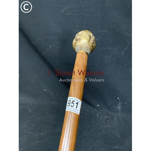 951 - Four face Buddha head walking cane