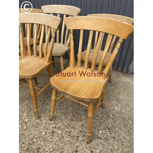 342 - A set of six pine farmhouse chairs