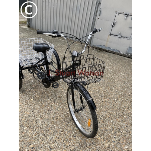 16 - A ridgeyard pedal trike with five gears and shopping baskets