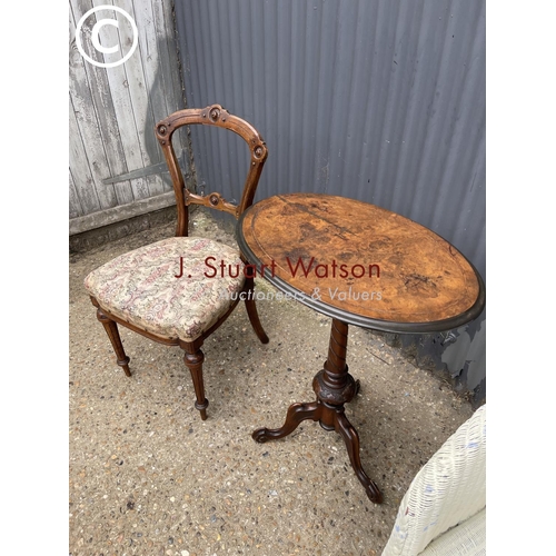 182 - A Lloyd loom chair together with a tripod table and a victorian dining chair