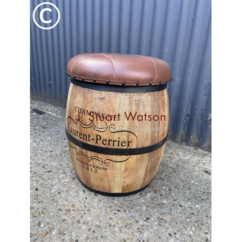 241 - A Laurent Perrier champagne barrel stool with storage