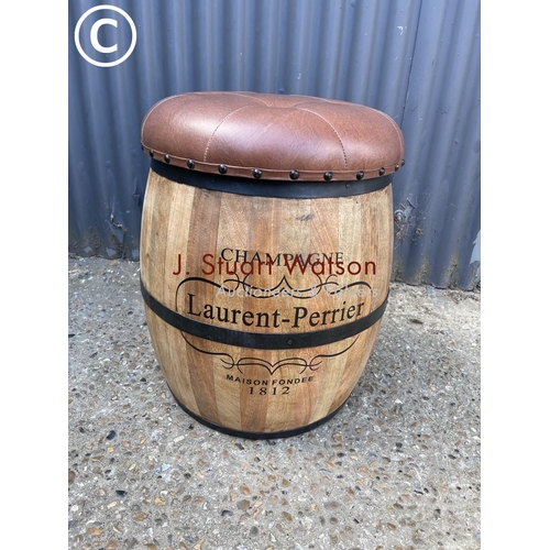 241 - A Laurent Perrier champagne barrel stool with storage