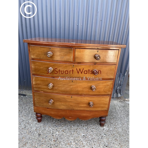 247 - A victorian mahogany bow front chest of five drawers