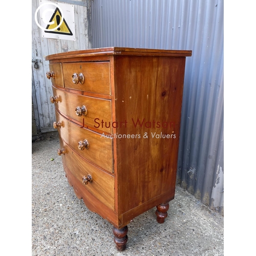 247 - A victorian mahogany bow front chest of five drawers