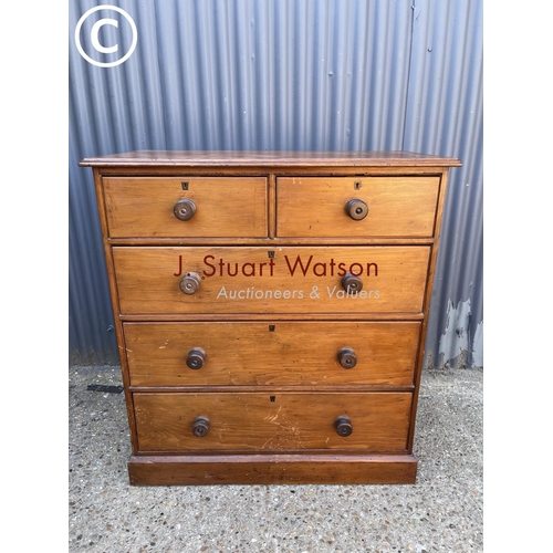 248 - A victorian pitch pine(?) chest of five drawers