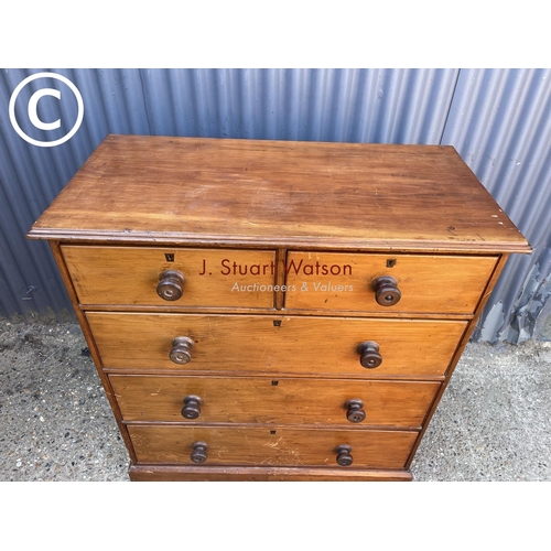 248 - A victorian pitch pine(?) chest of five drawers