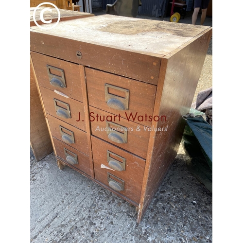 253 - Two vintage wooden banks of workshop drawers