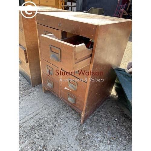 253 - Two vintage wooden banks of workshop drawers