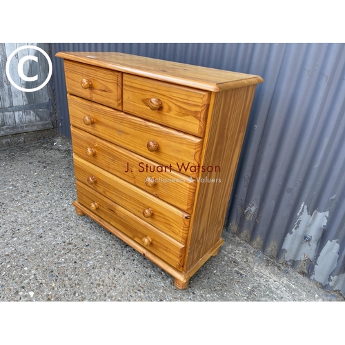 256 - A modern pine chest of six drawers