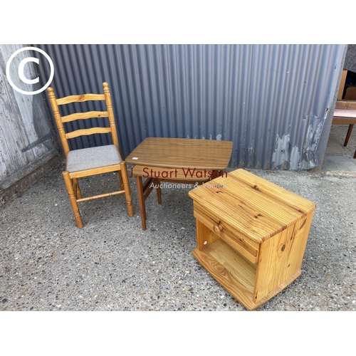 261 - Retro nest, pine bedside and pine chair