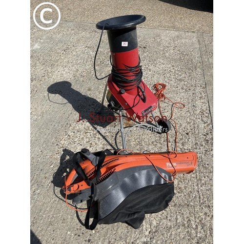 263 - A champion electric shredder and a Flymo leaf vac