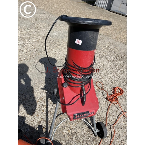 263 - A champion electric shredder and a Flymo leaf vac