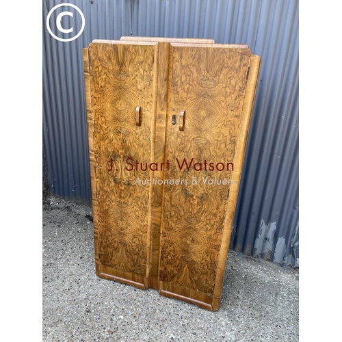 270 - A deco style walnut wardrobe