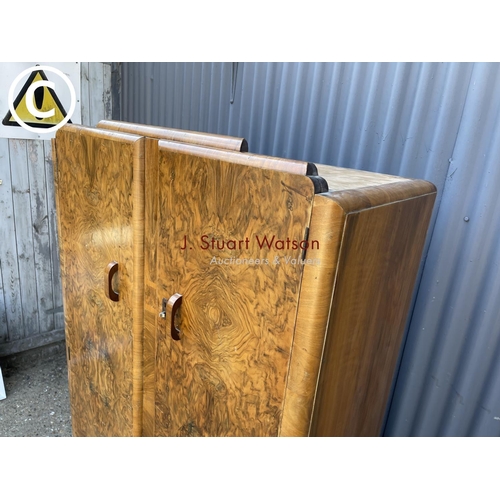 270 - A deco style walnut wardrobe